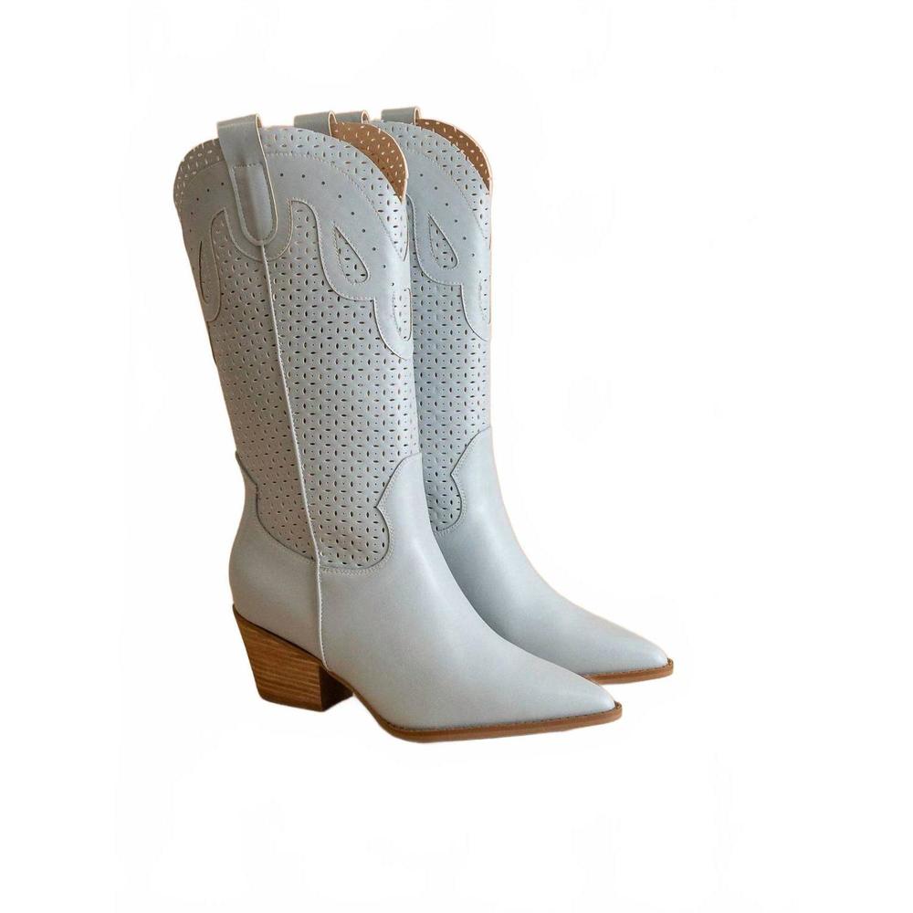 NEW OASIS SOCIETY women's the gabby perforated western boot in blue - Picture 3 of 7